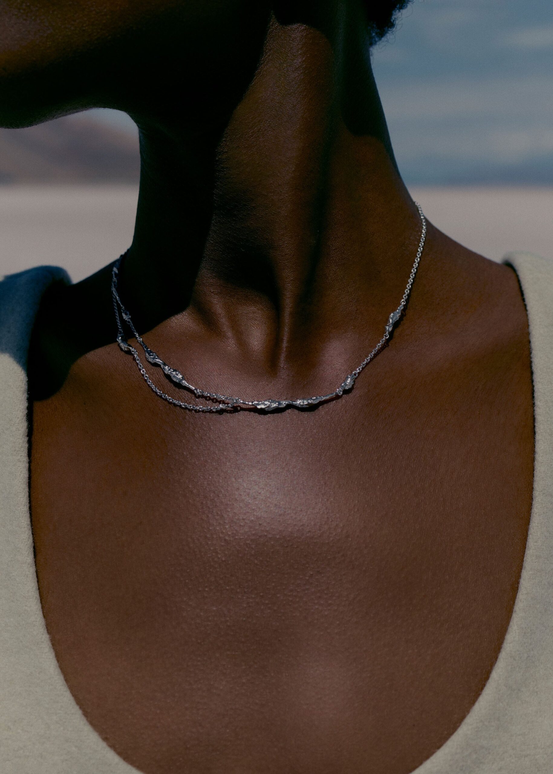 Double Chaîne Eroz - Argentée en laiton rhodié