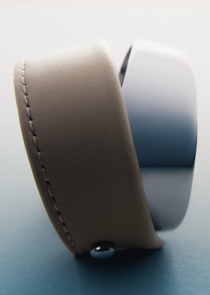 Manchette Ormé - Argentée Cuir Taupe