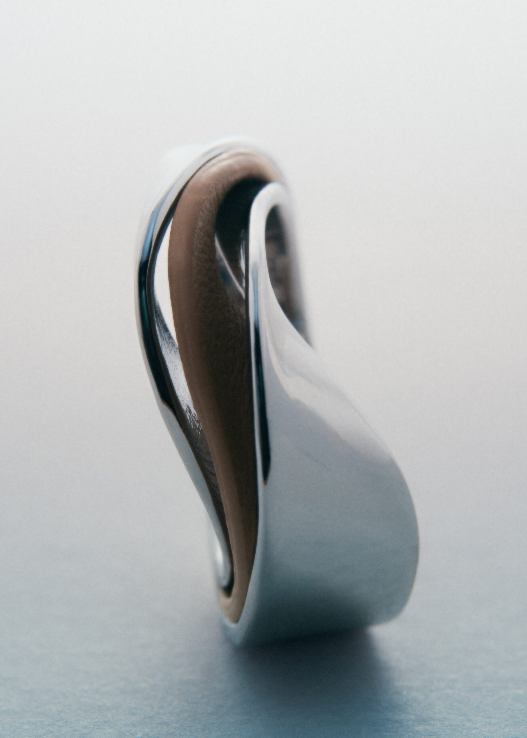 Bague Ormé - Argentée Cuir Taupe