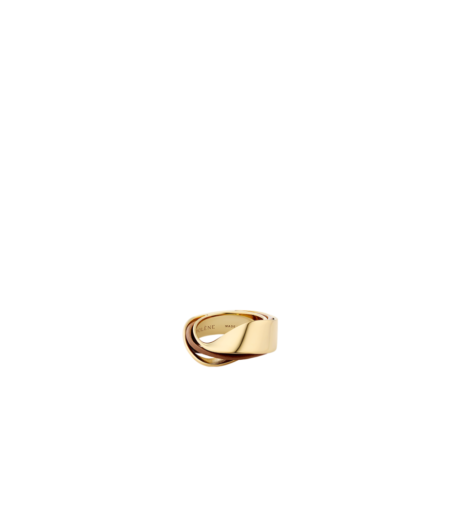 Bague Ormé - Dorée Cuir Camel