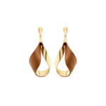Boucles d’oreilles pendantes Ormé - Dorée Cuir Camel