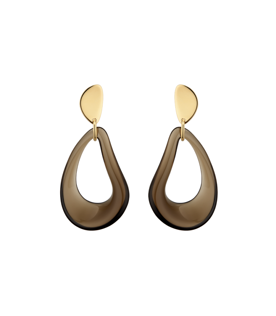 Boucles d'oreilles pendantes Naé - Verre fumé
